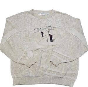 Vintage Cypress Links Golf Sweater XL Cream Textured Knit Embroidered 90s Dad